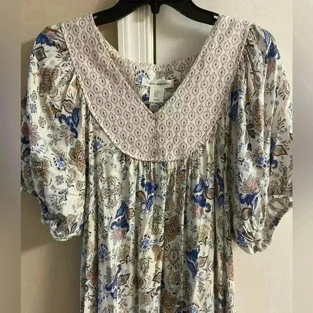 Lucky Brand midi dress short sleeves granny lagon look. Medium. NWT - Picture 2 of 8
